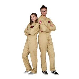 Adult Unisex Ghostbusters Zip Up Jumpsuit w/ Patches Halloween Costume Cosplay